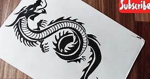 How to draw a dragon tattoo || tribal tattoo design
