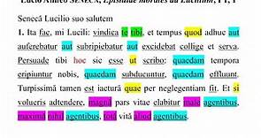 Lucio Anneo Seneca, "Epistulae morales ad Lucilium" : lettera 1, paragrafo 1 : traduzione e commento