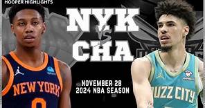 Charlotte Hornets vs New York Knicks Full Game Highlights | Nov 28 | 2024 NBA Season
