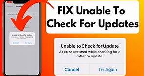 How To Fix Unable To Check For Update Error On iPhone (100% Working )