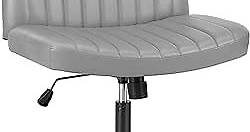 OLIXIS Cross Legged Armless Adjustable Swivel Padded Home Office Desk Chair No Wheels, Silver