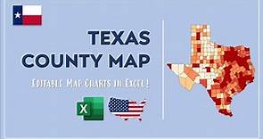 Texas County Map in Excel - Counties List and Population Map