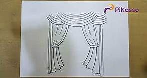 How to Draw a Curtains Easy step by step