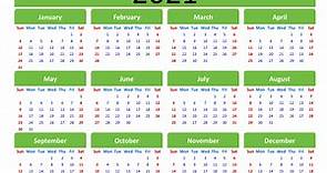 Printable calendar 2021 template - Free PowerPoint Template