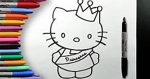 Cómo Dibujar y Colorear a Hello Kitty Princesa Paso a Paso Fácil para Niños