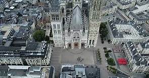 Rouen Cathedral or Cathédrale primatiale Notre-Dame de l'Assomption DRONE! - Rouen France - ECTV