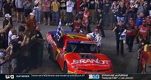 Justin Allgaier takes his dad and Dale Jr. to victory lane