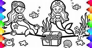 GLITTER Mermaids Coloring and Drawing for Kids 💜🌺💜 Mermaid Coloring Page for Kids
