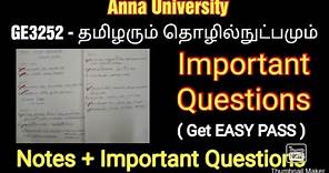 GE3252 - Tamils and technology | Important Questions | get easy pass | anna university | latest