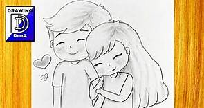 Valentine's Day cute couple drawings for beginners ❤️/ Easy drawings for girls / Pencil drawing