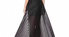 Halston Heritage Women's Strapless Gown with Sheer Striped Skirt