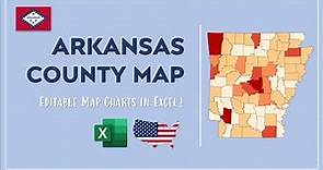 Arkansas County Map in Excel - Counties List and Population Map