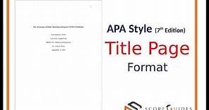 APA Style (7th) Title Page Formatting