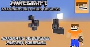 Fastest Automatic Dispenser - Minecraft Tutorials in 3 minutes or less | Minecraft 1.16