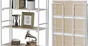 Crofy No Assembly Folding Bookshelf, 3 Tier White Bookshelf, Metal Book Shelf for Storage, Folding Bookcase for Office Organization and Storage, 12.87 D x 30.9 W x 42.33 H Inches
