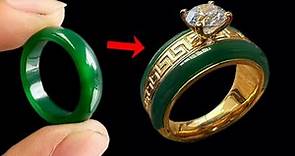 I put jade stone into gold ring - unique jewelry handmade