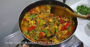Black Eyed Peas & Vegetable Curry Recipe - Indian Vegan - Veggy - Lobia
