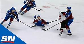 Alex Goligoski Drops Nathan MacKinnon With Big Hit In Front Of The Net