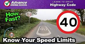 Know Your Speed Limits | Learn to drive: Highway Code