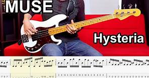 Muse - Hysteria // BASS COVER + Play-Along Tabs