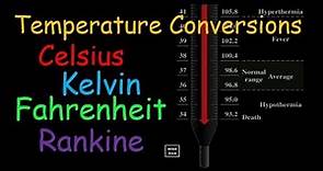 Temperature Scale Conversions Celsius Fahrenheit Kelvin Rankine