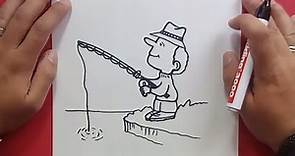 Como dibujar un pescador paso a paso | How to draw a fisherman
