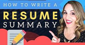 How To Write A Resume Summary - Sample Resume Template