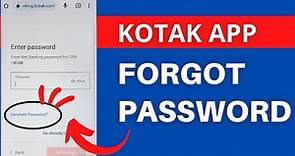 Kotak Net Banking Login & Password Reset If Forgot