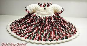 How To Crochet a Christmas Dress for a baby | Candy Cane Princess | Bag o day crochet tutorial #539
