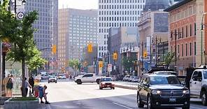 Downtown Winnipeg Streets Walk Portage Avenue - Canada travel vlog 4K