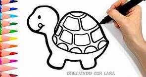 Como dibujar una tortuga muy fácil paso a paso