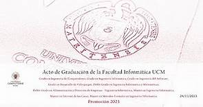 Acto de Graduación de Grados y Másteres de la Facultad de Informática UCM
