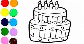 Dibuja y Colorea Una Torta de Cumpleaños - How To Draw Cake For Birthday | FunKeep Art