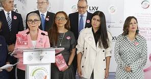 Intervención inicial de la senadora Alejandra Reynoso, durante la conferencia de prensa