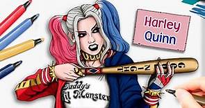 Colouring Harley Quinn from Suicide Squad and Birds of Prey