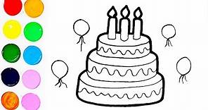 Como Dibujar y Colorear Una Torta de Cumpleaños - How To DraW a Birthday Cake | FunKeep Art