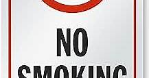 SmartSign 14 x 10 inch “No Smoking” Metal Sign with Symbol, Screen Printed, 40 mil Laminated Rustproof Aluminum, Red, Black and White