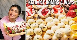 KETO FAT BOMBS 4 WAYS! Chocolate Peanut Butter / Cookie Dough / Cheesecake / Lemon