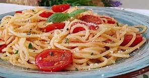 Espaguetis al ajo y aceite en 10 minutos. Receta tradicional italiana fácil y rápida !!!