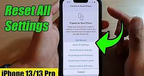 iPhone 13/13 Pro: How to Reset All Settings
