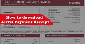 How to download airtel payment receipt | Airtel Bill payment || 2 methods