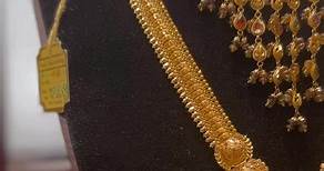21 karat traditional gold necklace set. For more information, contact us on Facebook! | Sreeja Gold Palace