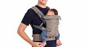 YOU+ME 4-in-1 Newborn to Toddler Chest Carrier - All Positions Front and Back Baby Carriers - Includes 2-in-1 Bandana Bib - Holder for 8-32 lbs (Grey Mesh)