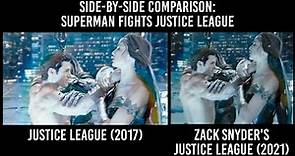 Justice League 2017 vs 2021 Comparison. Superman Fights Justice League (Zack Snyder vs Joss Whedon)