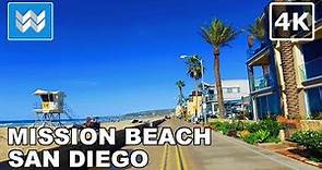 [4K] Mission Beach to Pacific Beach Boardwalk in San Diego, California USA - Virtual Walking Tour