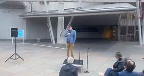 Linehan performs outside the Scottish Parliament after controversy