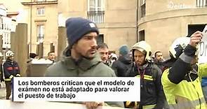 Bomberos de Álava y Gipuzkoa se concentran en Vitoria-Gasteiz para protestar contra la última OPE