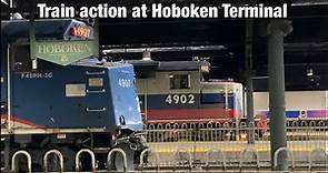 Train action at Hoboken Terminal.