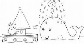 Draw and Color Ocean Whale Peppa Coloring Pages. Learning Basic Colors with Peppa Pig Coloring Book.