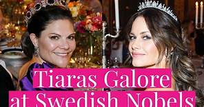 Crown Princess Victoria Shines in Amethysts at the 2023 Swedish Nobel Prize Ceremony, Princess Sofia
